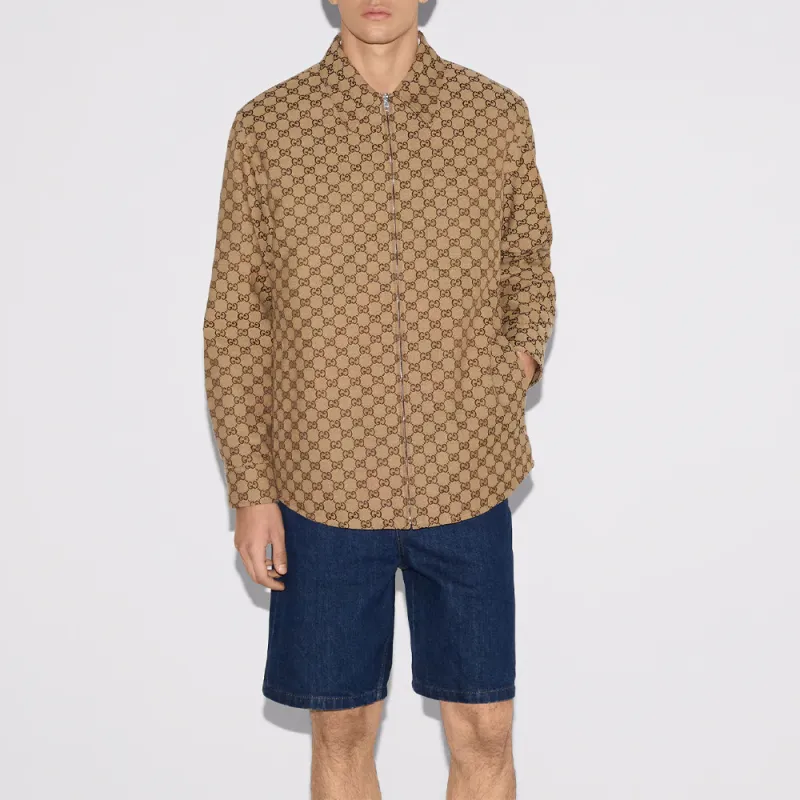 GUCCI Monogrammed Collared Zip Up Jacket-1