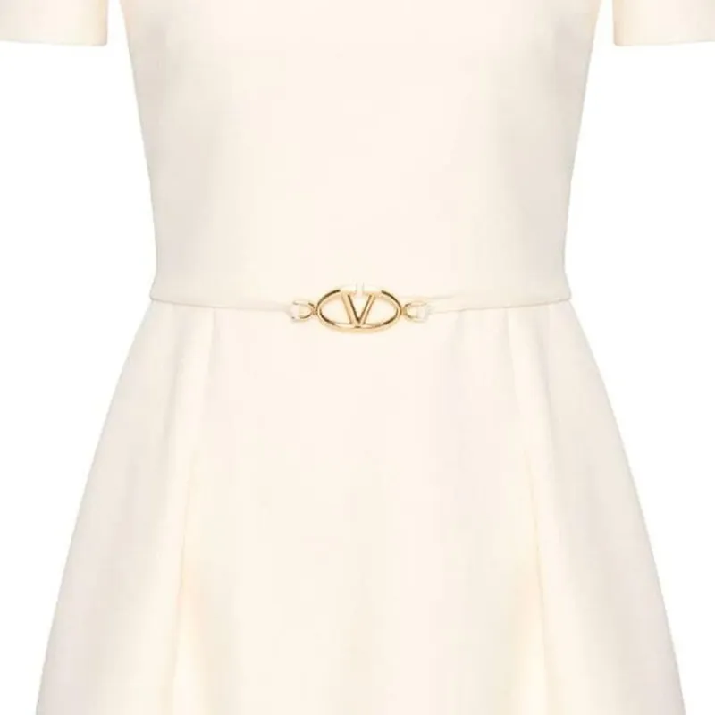 Valentino Short Sleeved Dresses Women's White-4