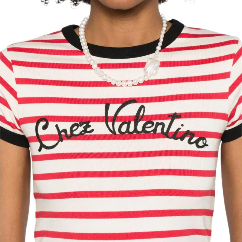 Valentino Striped Crewneck T Shirt-4
