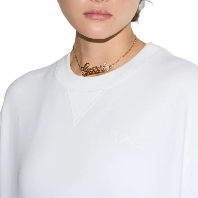 GUCCI Web Detailed Cropped Jersey Top-4