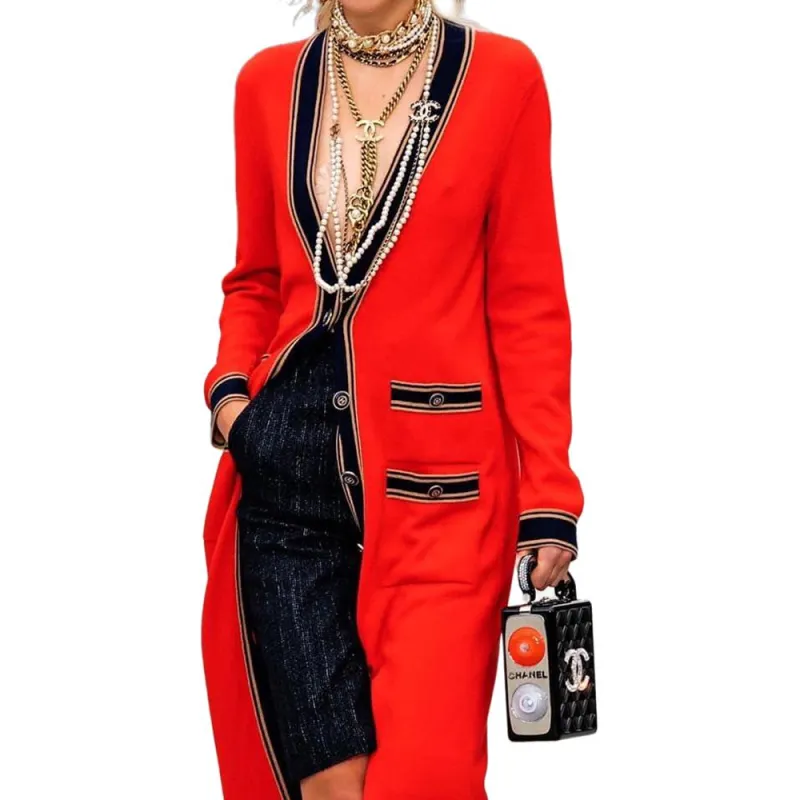 CHANEL Knitwear Women's Red Black-3