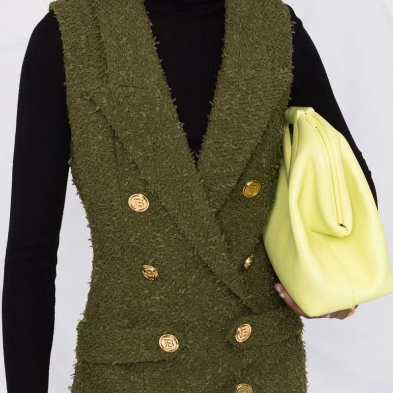 BALMAIN Sleeveless Dress Women's Green-5