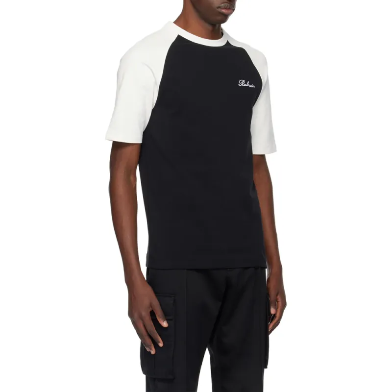 BALMAIN Round Neck Logo Embroidered T Shirt-5