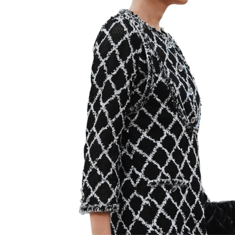 CHANEL 25S Spring Summer Collection Long Sleeved Dress Women's Black White-2