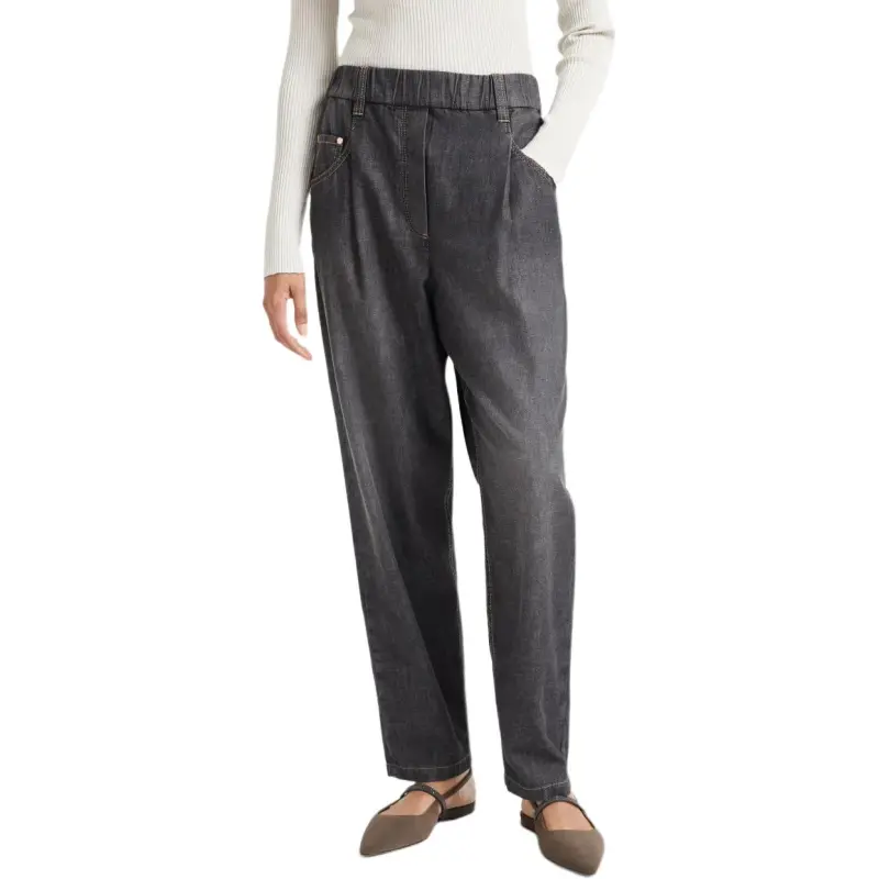 Brunello Cucinelli Elastic Waist Tapered Jeans-2