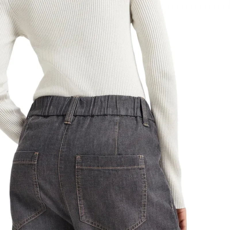 Brunello Cucinelli Elastic Waist Tapered Jeans-4
