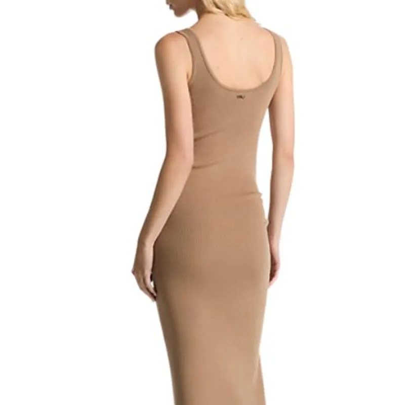 MICHAEL KORS Stretch Wool Blend Ruched Tank Dress-4