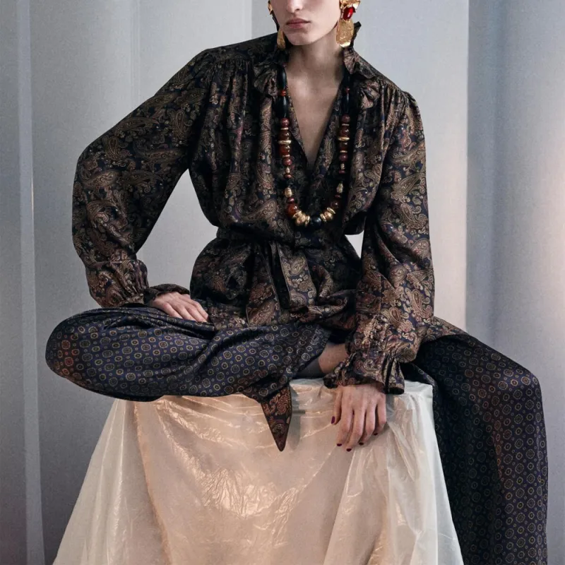 SAINT LAURENT Paisley print Silk Dress-2