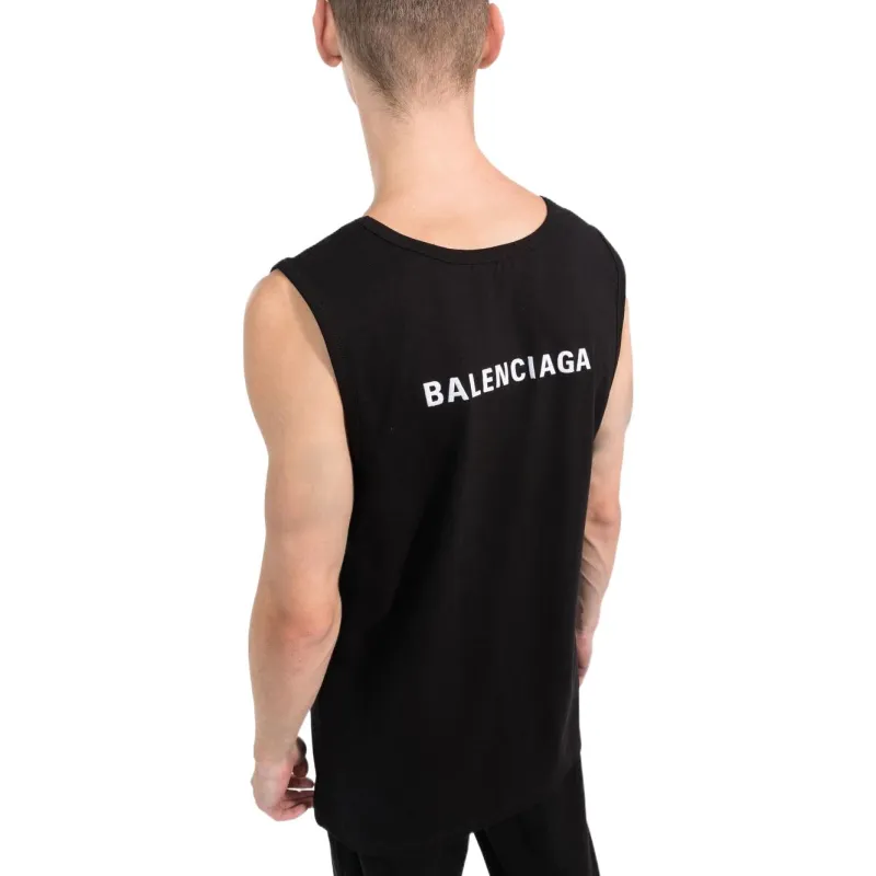 Balenciaga SS22 Tank Tops Loose Fit Style Men's Black-3