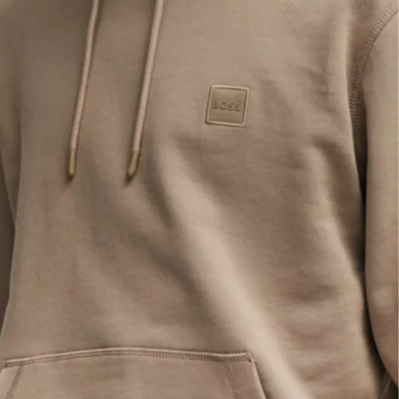HUGO BOSS Cotton-Terry Hoodie With Logo Patch Sweatshirt Men's Light Brown-4