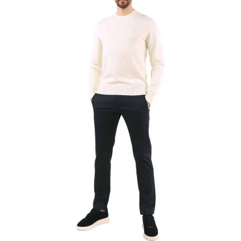 HUGO BOSS Crew Neck Sweater In Cotton And Cashmere With Logo Sweater Men's White-3