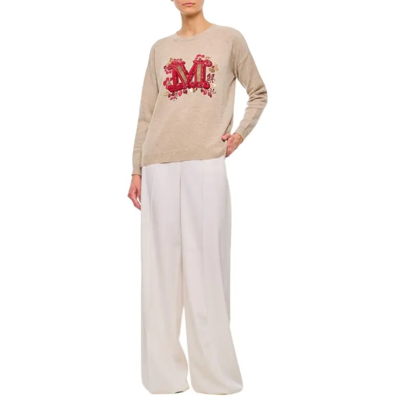 MaxMara Logo Embellished Crewneck Jumper-3
