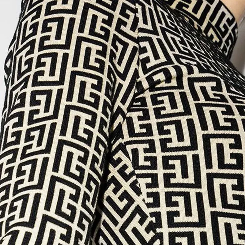 BALMAIN Monogram jacquard Knitted Mini Dress-4