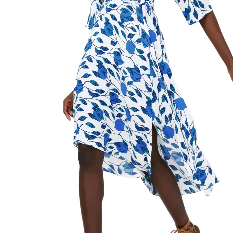 Diane Von Furstenberg Short Sleeved Dress Women's Blue White-1