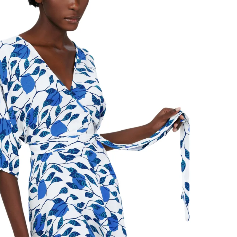 Diane Von Furstenberg Short Sleeved Dress Women's Blue White-2