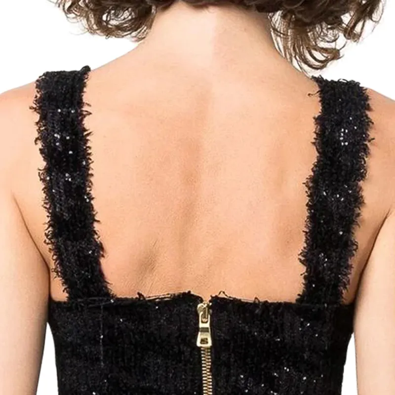 BALMAIN Sequin Knitted Crop Top-5