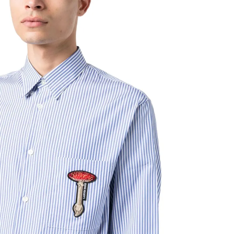 Lanvin Patch detail Striped Shirt-5