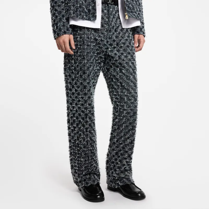LOUIS VUITTON Flocked Monogram Denim Skate Pants-1