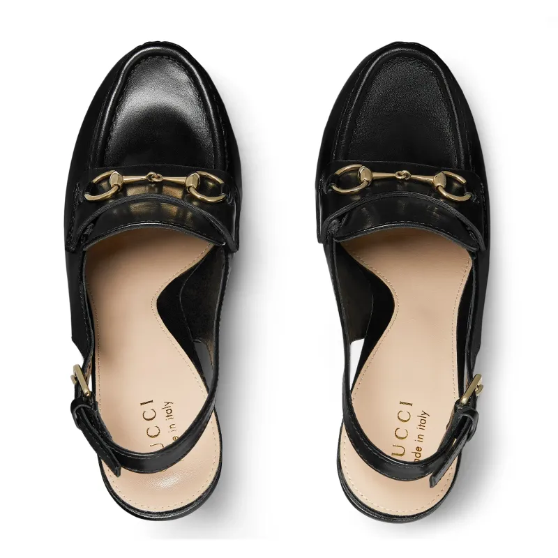 GUCCI Horsebit Loafers 14.5cm Women's Black-4
