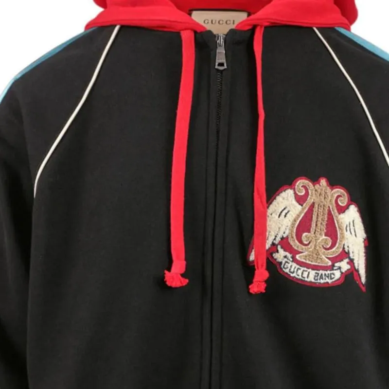 GUCCI Patch Zipped Cotton Hoodie-2