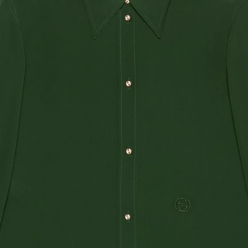 GUCCI Logo Embroidered Buttoned Shirt-3