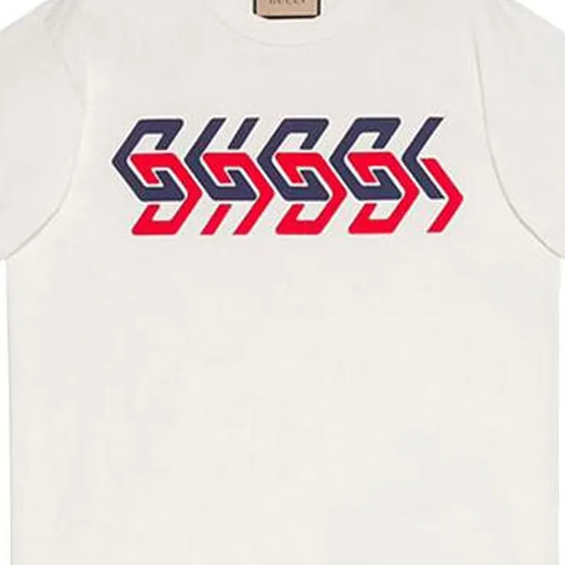 GUCCI Mirror Logo Print Short Sleeve T shirt-4