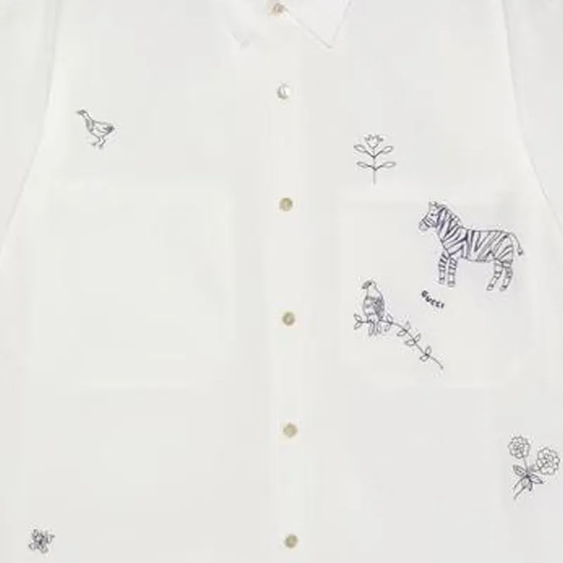 GUCCI 2010s Embroidered Cotton blend Shirt-4