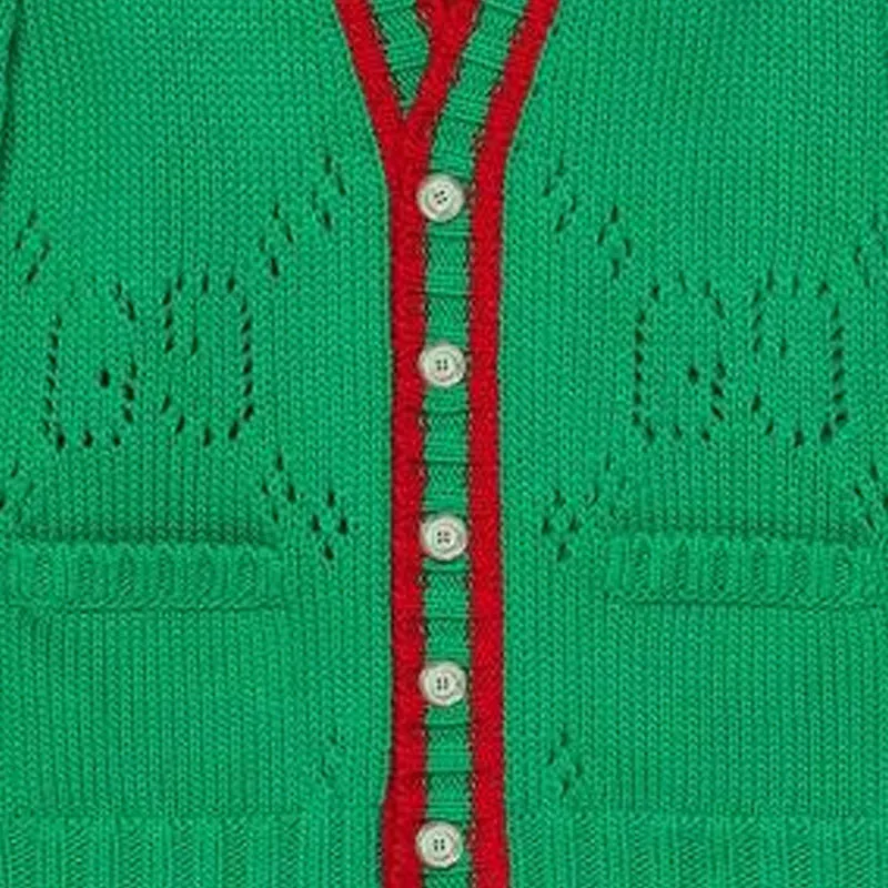 GUCCI SS22 Men V-neck Knitted Cardigan Green-1
