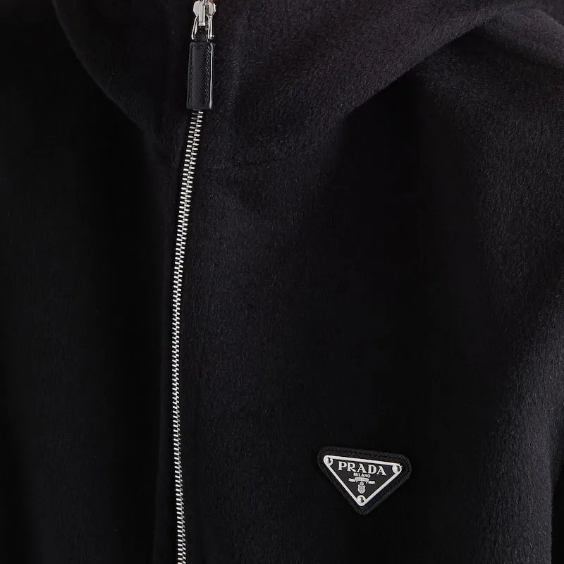 PRADA Triangle logo Zip up Hoodie-3