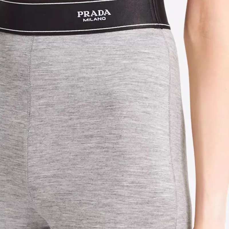 PRADA Silk And Cashmere Biker Shorts Grey-1