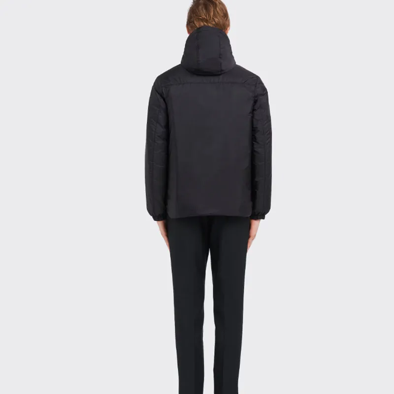 PRADA Logo Plaque Hooded Puffer Jacket-4