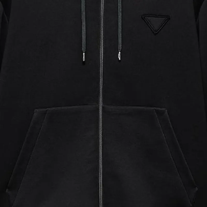 PRADA Technical Fleece Hooded Cardigan Jackets & Coats Men's Black-1