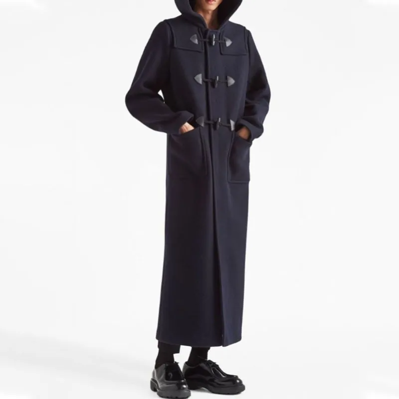 PRADA Double Breasted Hooded Duffle Coat-2