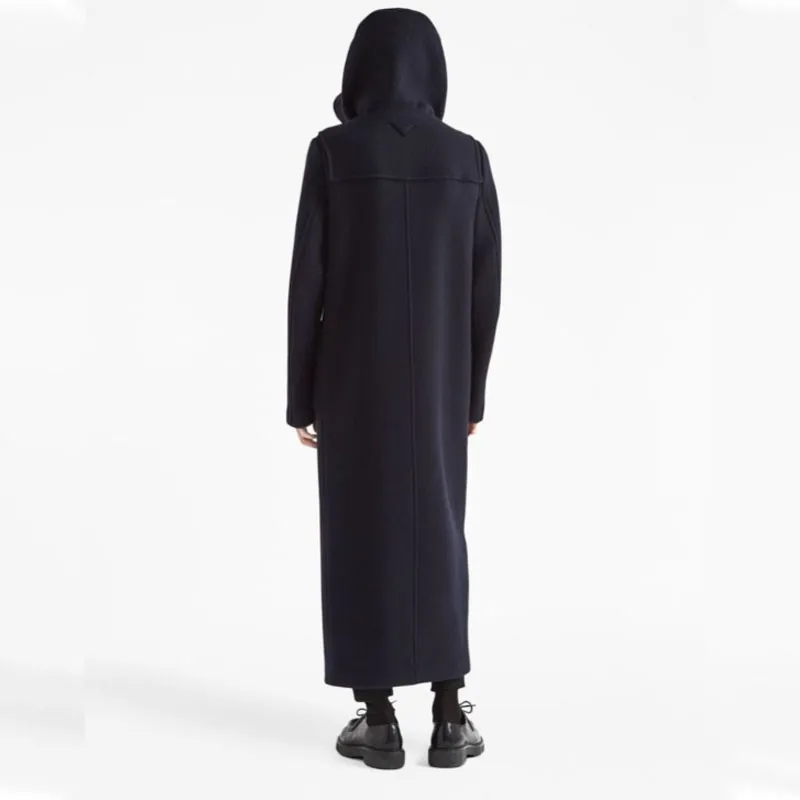 PRADA Double Breasted Hooded Duffle Coat-3