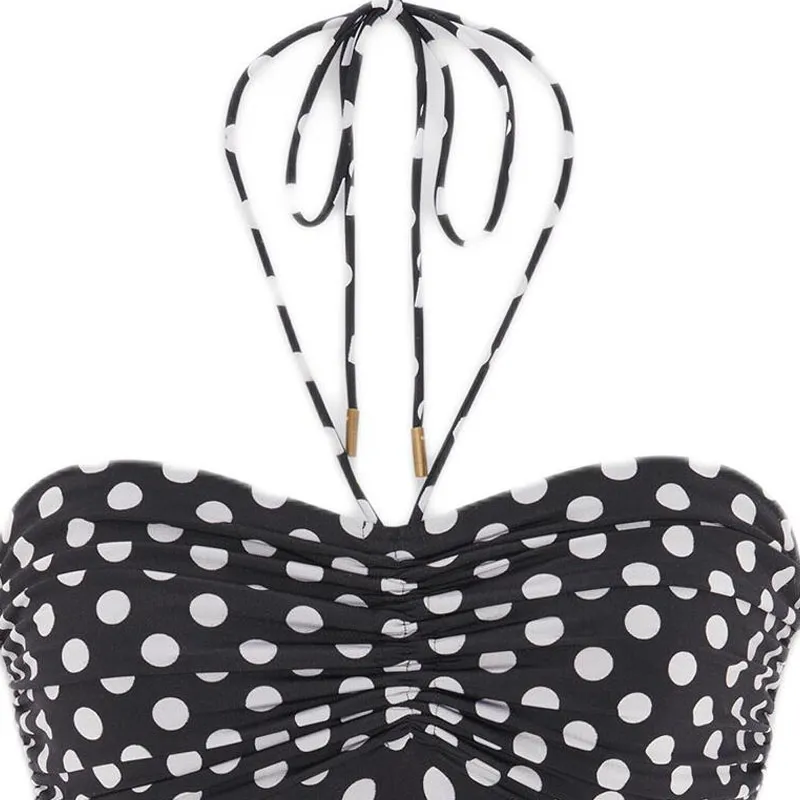 SAINT LAURENT Dotted Bustier Swimsuit-3
