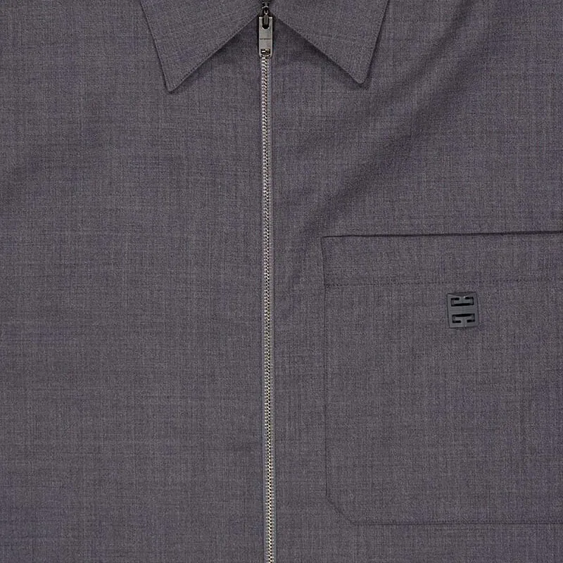 Givenchy Logo Plaque Zip Up Shirt-4