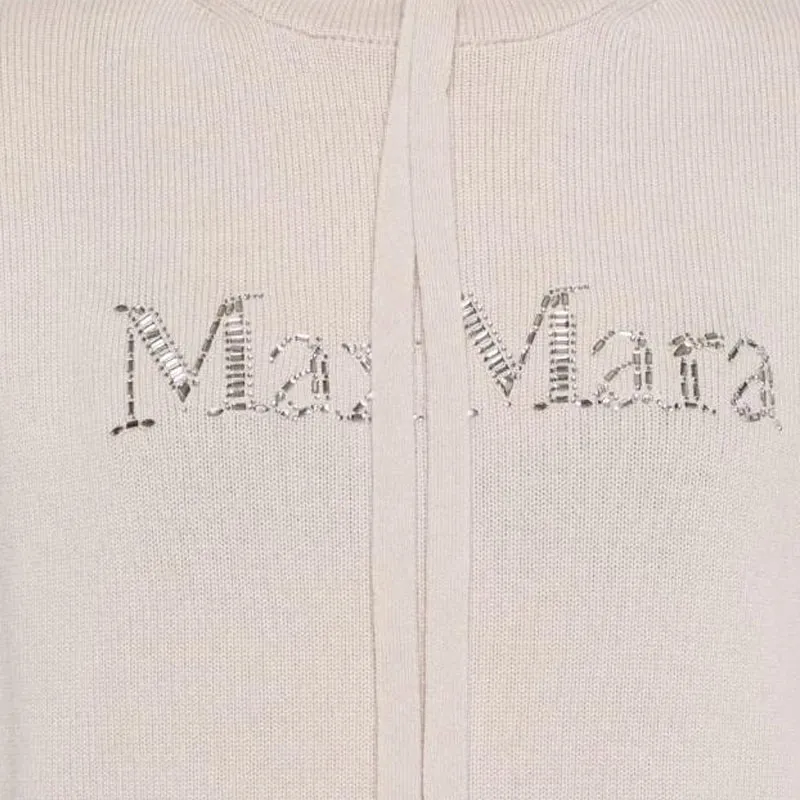 'S MAX MARA Logo Embellished Knitted Hoodie-5