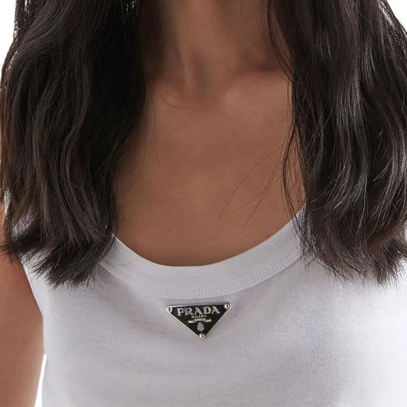 PRADA Triangle-logo Crop Top-4