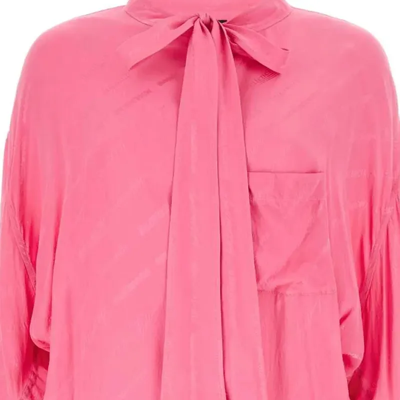 Balenciaga All Over Logo Blouse 'Pink Fluo'-2