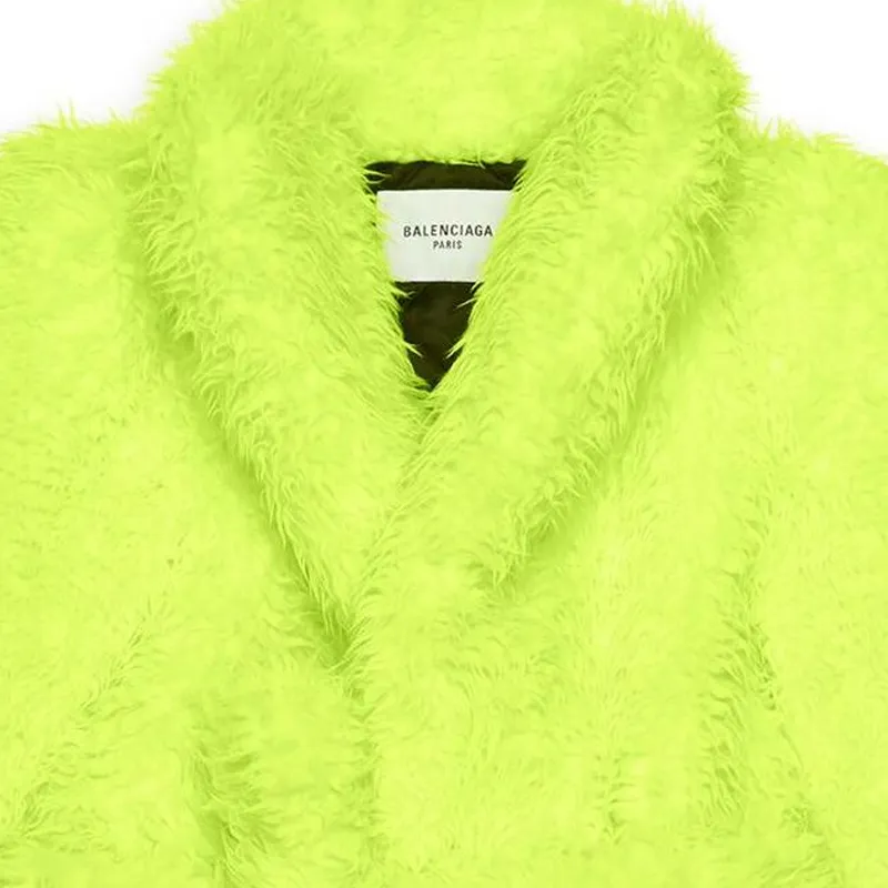 Balenciaga Teddy Sleeve Jacket 'Fluo Yellow'-4