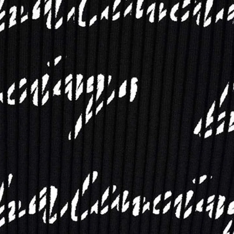 Balenciaga Rib All Over Logo Sweater 'Black/White'-4