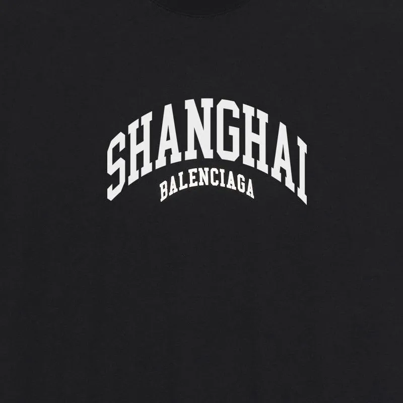 Balenciaga Letter Print Crew Neck Pullover Short-Sleeved T-Shirt Loose Fit Style Men's Black-2
