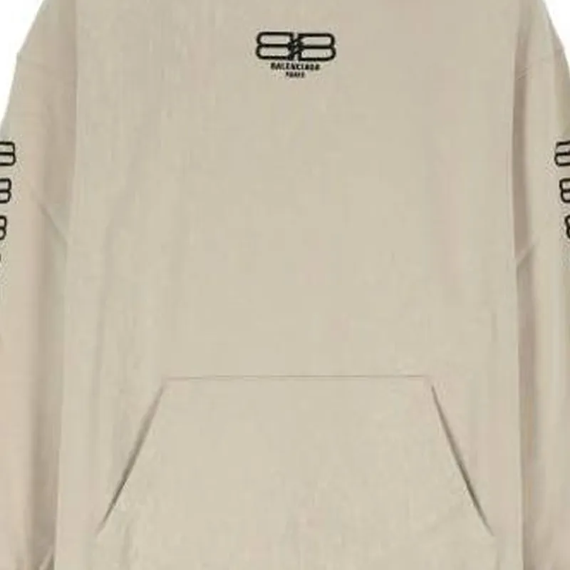 Balenciaga Embroidered Sleeve Bb Logo Popover Hoodie-4