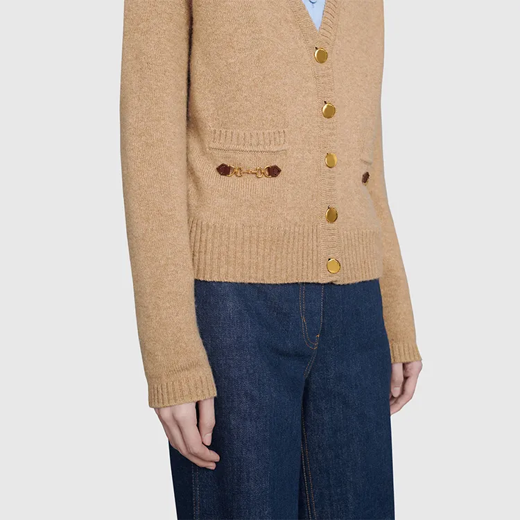 GUCCI Horsebit detail Cashmere Cardigan-3