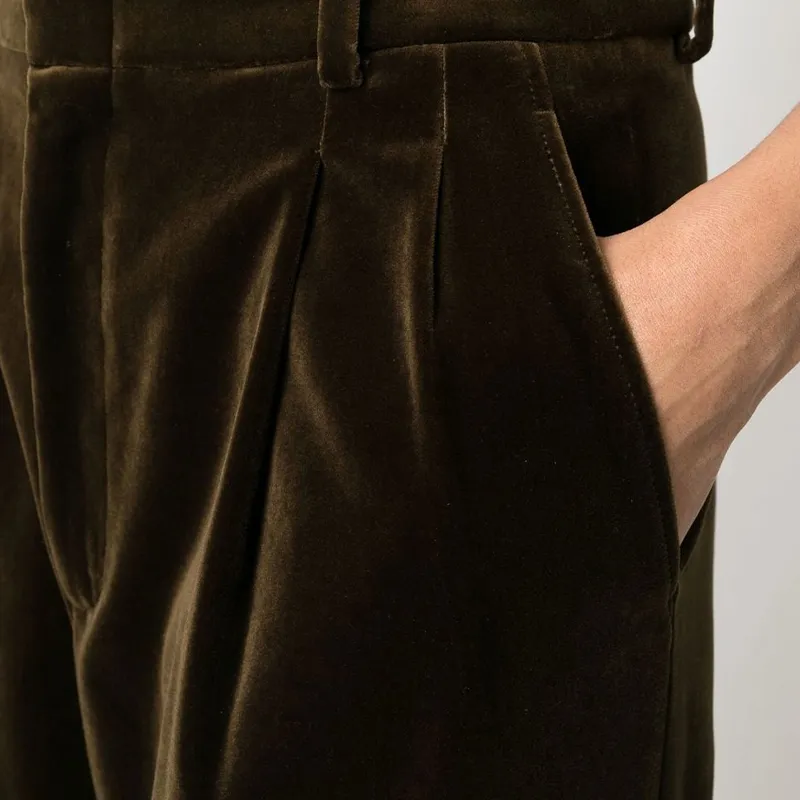 GUCCI Velvet effect Flared Trousers-4