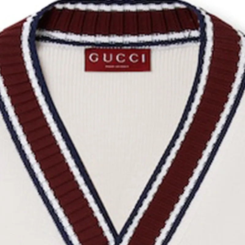 GUCCI Logo Intarsia Knit Cardigan-5