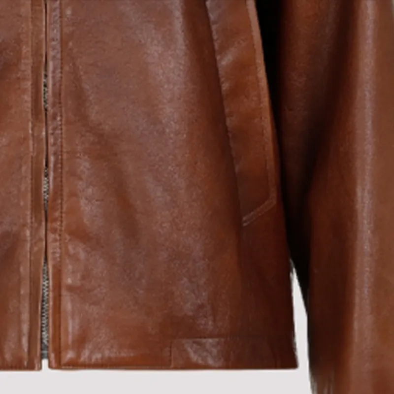 PRADA Triangle Logo Leather Jacket-4