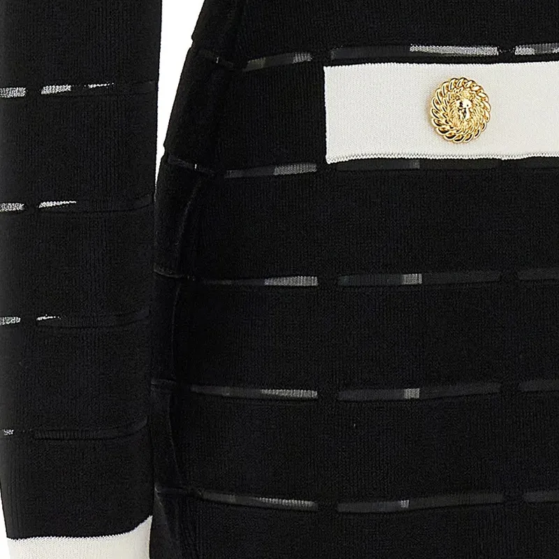 BALMAIN Button Embellished Knitted Mini Dress-6