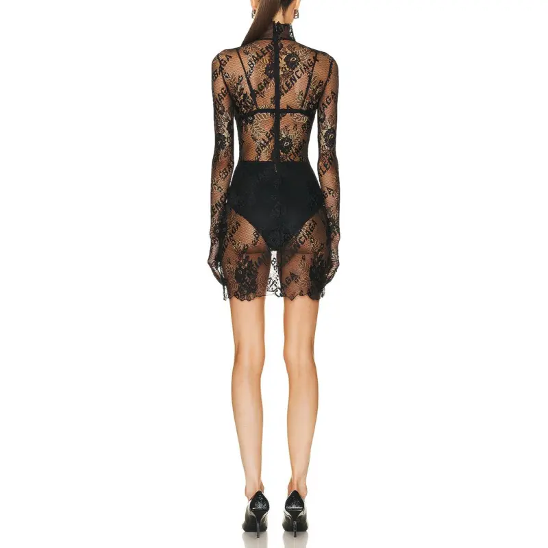Balenciaga Allover Logo Glove Dress 'Black'-2