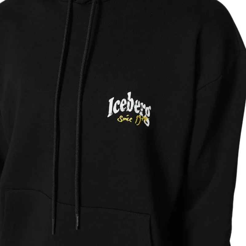 Iceberg Logo Printed Drawstring Hoodie-4